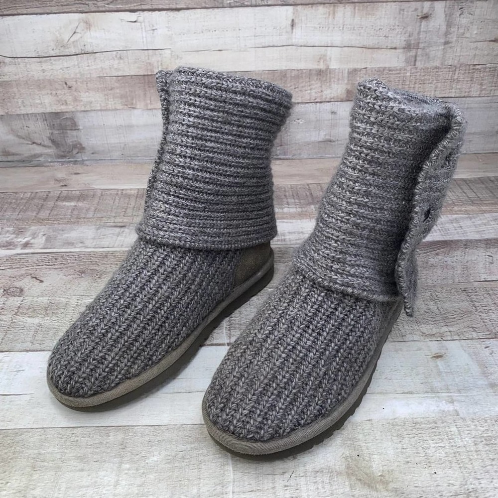 UGG Australia Womens Gray S/N 5819 Mid Calf Knitted Winter Boots Size US 6 - Picture 6 of 11